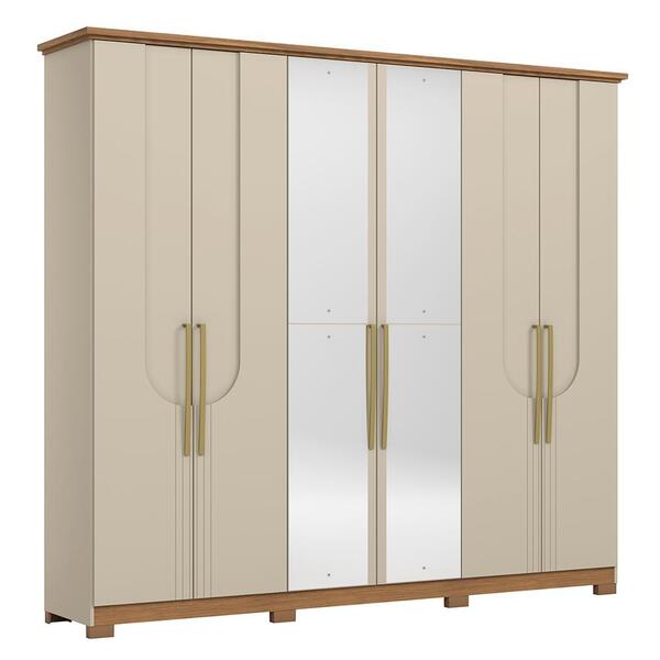 Guarda Roupa Casal Magnus 6 Portas Com Espelho - Móveis Henn
