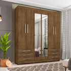 Guarda Roupa Casal Marselha 6 Portas 6 Gavetas Com Espelho Ma
