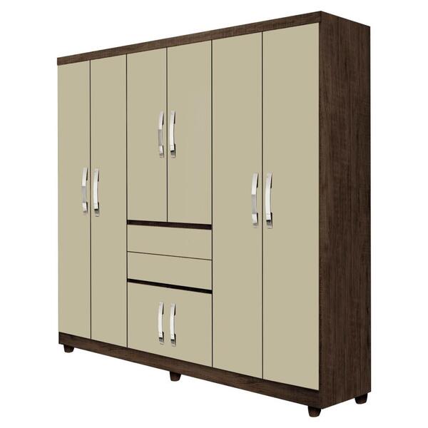 Guarda-roupa Casal Master 8 Portas Wengue Naturale/off White