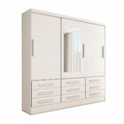 Guarda-roupa Casal Max 3 Portas 9 Gavetas Com Espelho Branco