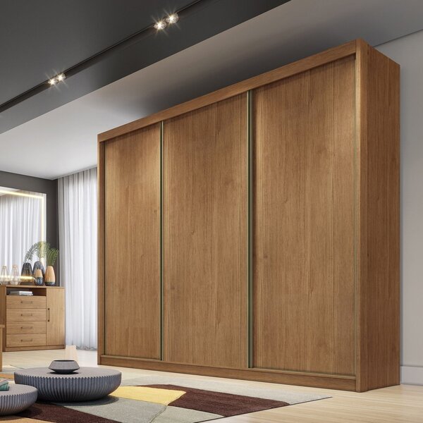Guarda Roupa Casal Mdf 3 Portas 6 Gavetas Montreal  Cumaru