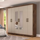 Guarda-roupa Casal Mdf 6 Portas 3 Gavetas 4 Espelhos Clara Pa