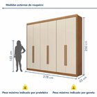 Guarda Roupa Casal Mdf 6 Portas 8 Gavetas Bergamo Cinamomo/of
