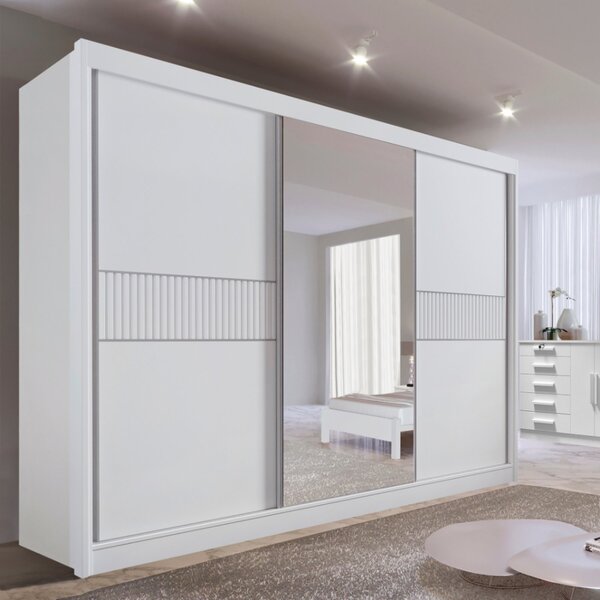 Guarda-roupa Casal Mdf Com Espelho 3 Portas 6 Gavetas Miami R