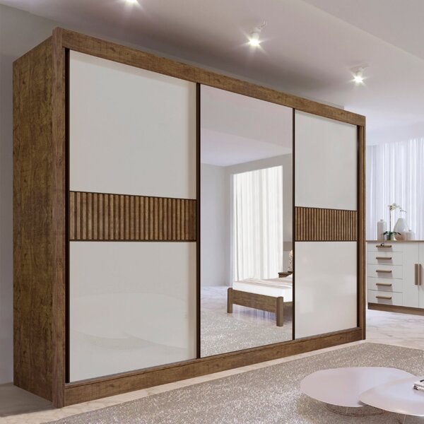 Guarda-roupa Casal Mdf Com Espelho 3 Portas 6 Gavetas Miami R