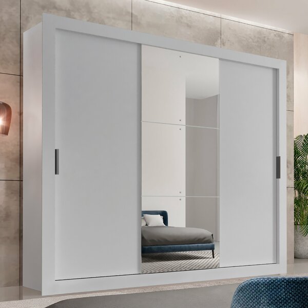 Guarda Roupa Casal Mdf Com Espelho 3 Portas De Correr Alice E