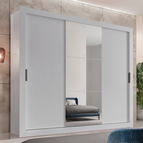 Guarda Roupa Casal Mdf Com Espelho 3 Portas De Correr Alice E