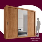 Guarda Roupa Casal Mdf Com Espelho 3 Portas De Correr Alice E