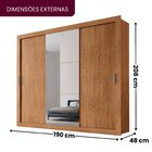 Guarda Roupa Casal Mdf Com Espelho 3 Portas De Correr Alice E