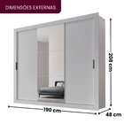 Guarda Roupa Casal Mdf Com Espelho 3 Portas De Correr Carina