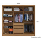 Guarda Roupa Casal Mdf Demobile Dalila 3 Portas Com Espelho