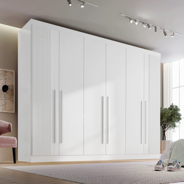 Guarda-roupa Casal Mdf Ripado 6 Portas 6 Gavetas Paris Plus