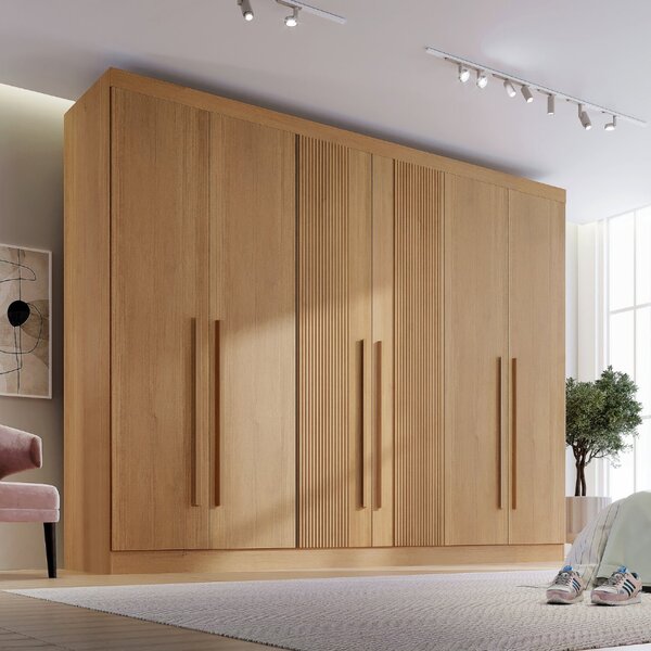 Guarda-roupa Casal Mdf Ripado 6 Portas 6 Gavetas Paris Plus