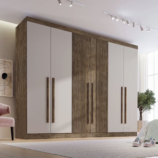 Guarda-roupa Casal Mdf Ripado 6 Portas 6 Gavetas Paris Plus