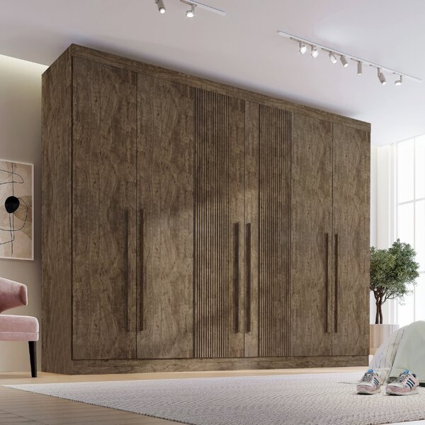 Guarda-roupa Casal Mdf Ripado 6 Portas 6 Gavetas Paris Plus