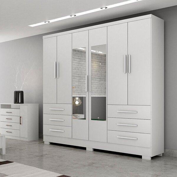 Guarda-roupa Casal Mdp Com Espelho 6 Portas 6 Gavetas Dakar B