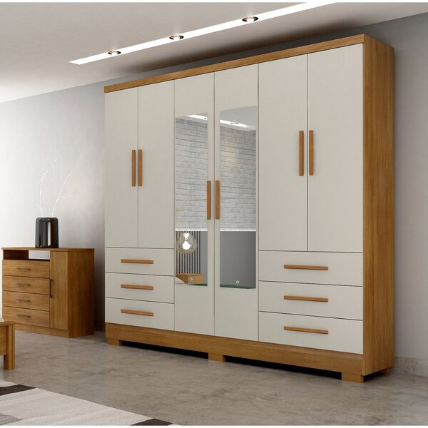 Guarda Roupa Casal Mdp Dakar 6pts 6gav Com Espelho Cumaru Com