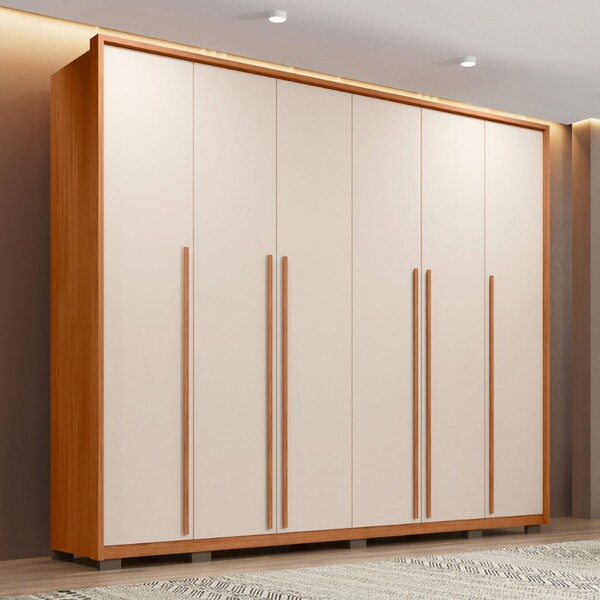 Guarda-roupa Casal Milanus 6 Portas 6 Gavetas Freijo/off Whit