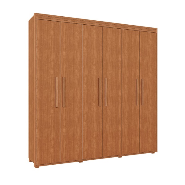 Guarda Roupa Casal Milão 6 Portas Pés Madeira Camas Fênix Nat