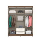 Guarda Roupa Casal Modena 6 Portas 2 Gavetas Teka Champagne B