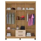 Guarda Roupa Casal Módena E Cômoda Cannes 5 Gavetas Carvalho