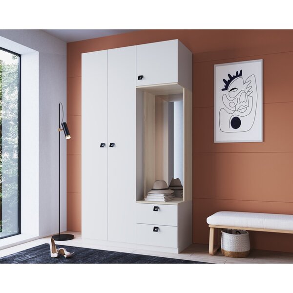 Guarda Roupa Casal Modulado 3 Portas Com Espelho 1 Cabideiro