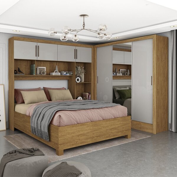 Guarda-roupa Casal Modulado 4 Portas Com Cama Santiago 3 Port
