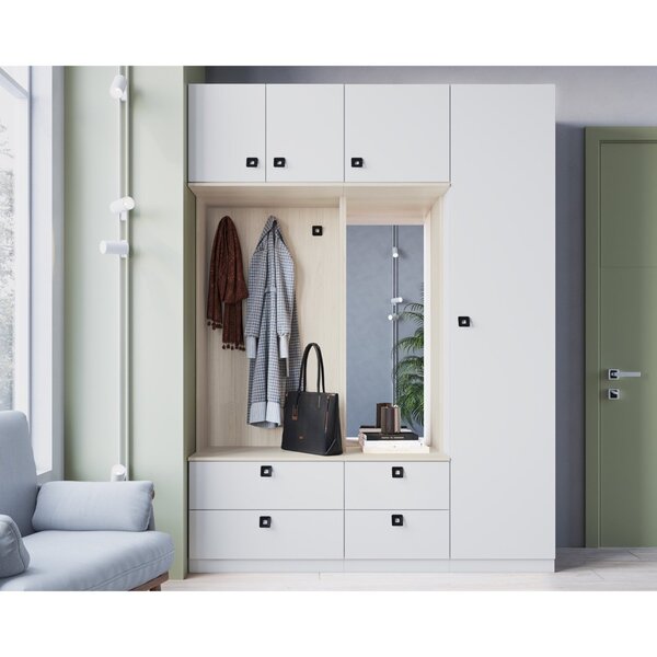 Guarda Roupa Casal Modulado 4 Portas Com Espelho 4 Gavetas  B