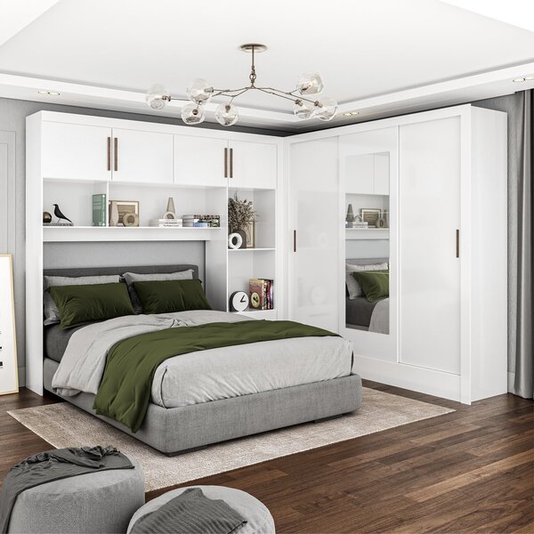 Guarda-roupa Casal Modulado 4 Portas Santiago Com Espelho 3 P