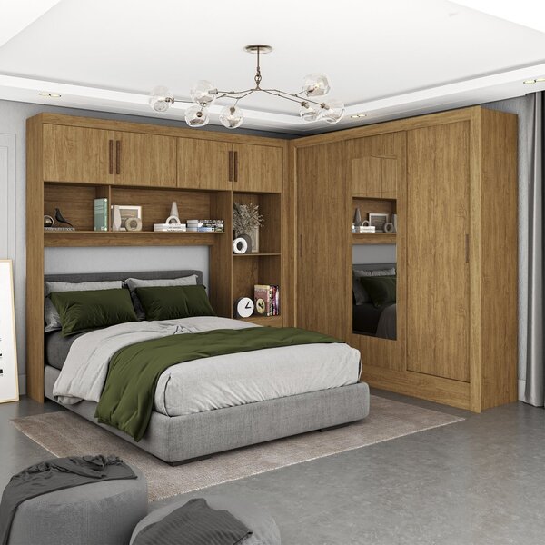 Guarda-roupa Casal Modulado 4 Portas Santiago Com Espelho 3 P