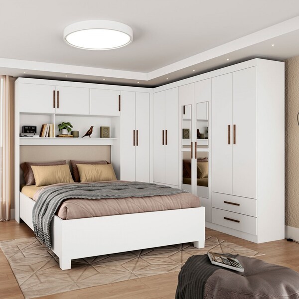 Guarda-roupa Casal Modulado Com Cama Hércules 11 Portas 6 Gav
