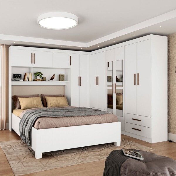 Guarda-roupa Casal Modulado Com Cama Hércules 11 Portas 6 Gav