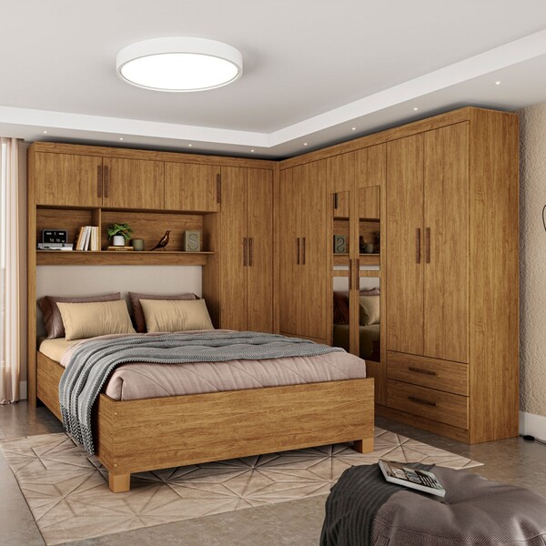 Guarda-roupa Casal Modulado Com Cama Hércules 11 Portas 6 Gav