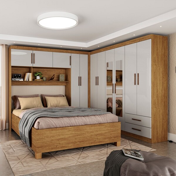 Guarda-roupa Casal Modulado Com Cama Hércules 11 Portas 6 Gav