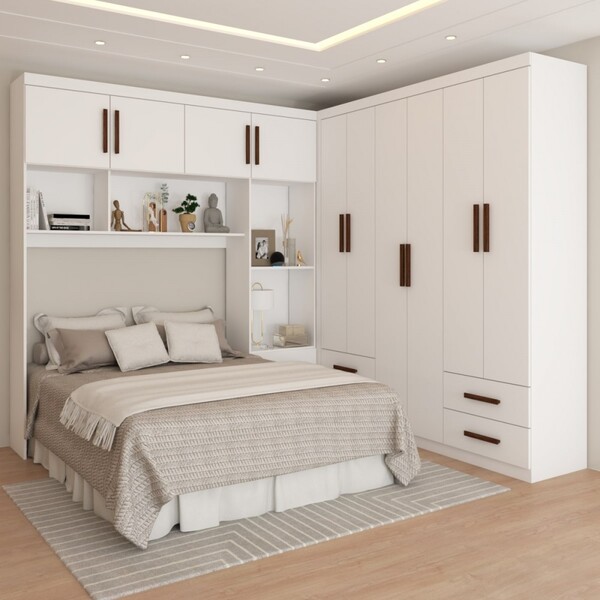 Guarda-roupa Casal Modulado Com Cama Paradise 10 Portas 6 gav