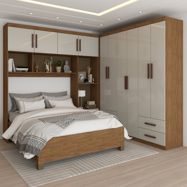 Guarda-roupa Casal Modulado Com Cama Paradise 10 Portas 6 gav