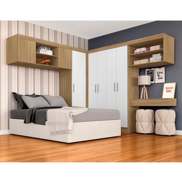 Guarda Roupa Casal Modulado Elsa Boreal/branco - Móveis Arapo