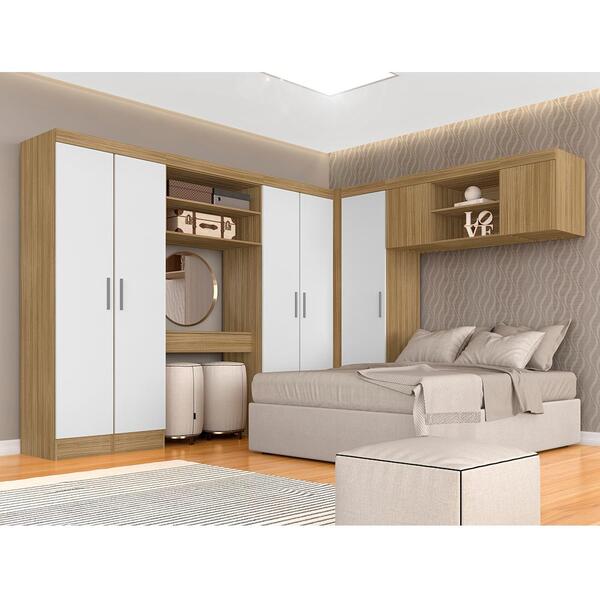 Guarda Roupa Casal Modulado Sarah Boreal/branco - Móveis Arap