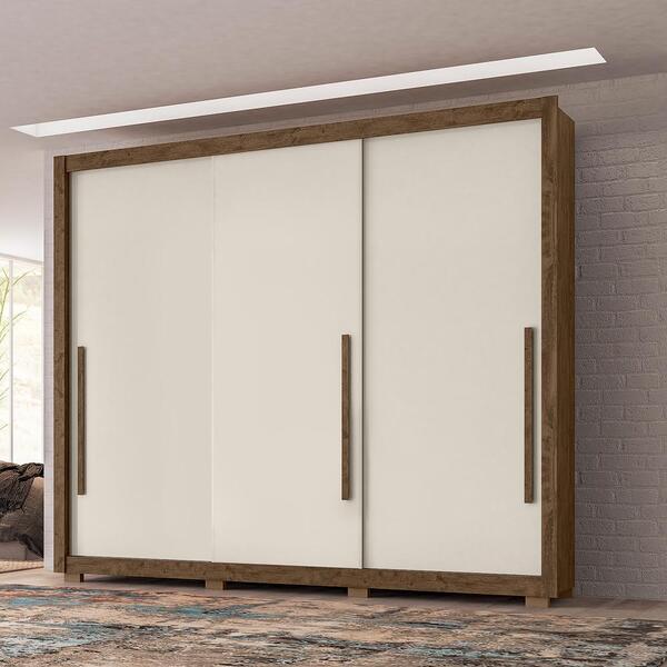 Guarda Roupa Casal Monaco 3 Portas 5 Gavetas Castanha Wood Ba
