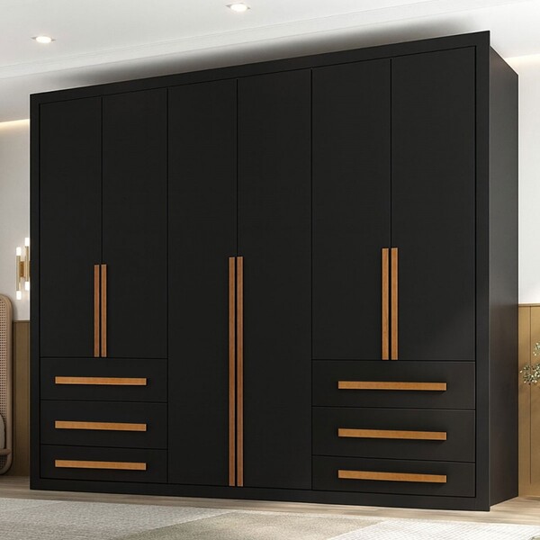Guarda-roupa Casal Monaco Plus 6 Portas 6 Gavetas Preto - Max