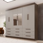 Guarda-roupa Casal Monte Negro 6 Portas 9 Gavetas Com Espelho