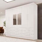Guarda-roupa Casal Monte Negro 6 Portas 9 Gavetas Com Espelho