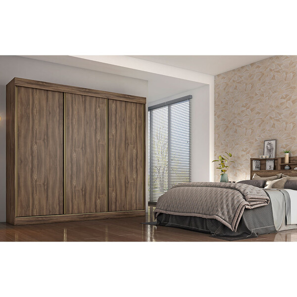 Guarda Roupa Casal Monza Plus 3 Portas De Correr 4 Gavetas  C