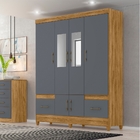 Guarda Roupa Casal Ms912 Com Espelho 6 Portas Freijó Cinza Mo
