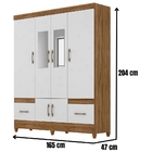 Guarda Roupa Casal Ms912 Com Espelho 6 Portas Naturale Branco