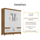 Guarda Roupa Casal Ms912 Com Espelho 6 Portas Naturale Branco
