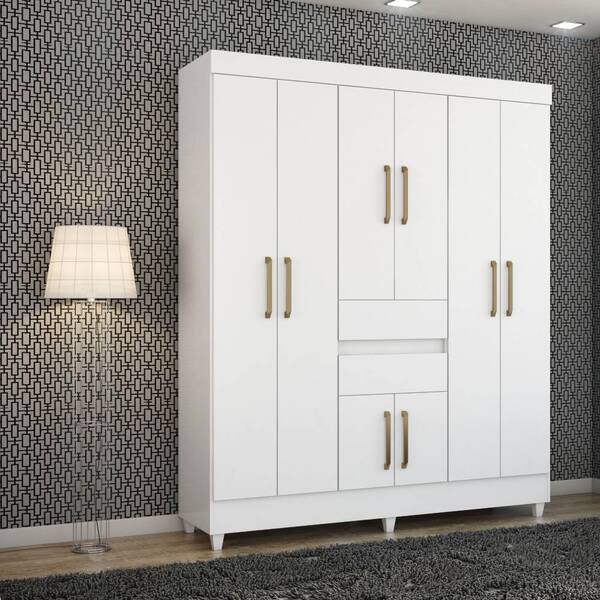 Guarda Roupa Casal Munique 8 Portas 2 Gavetas Branco Tana Dec