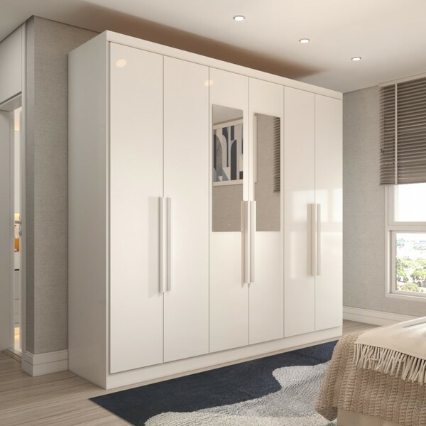 Guarda-roupa Casal Mykonos 6 Portas 2 Gavetas Com Espelho Bra