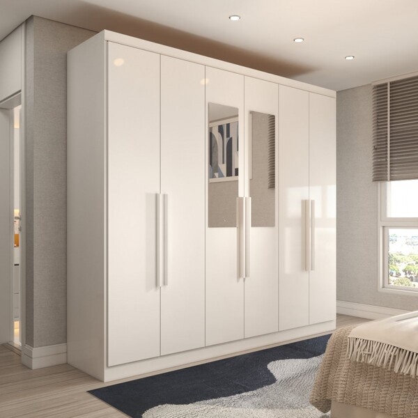 Guarda-roupa Casal Mykonos 6 Portas 2 Gavetas Com Espelho Bra