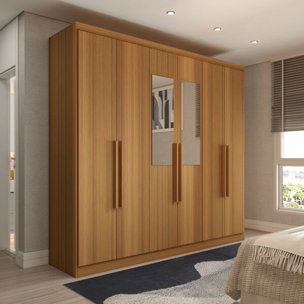 Guarda-roupa Casal Mykonos 6 Portas 2 Gavetas Com Espelho Cin